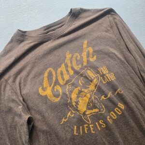 Life Is Good Mens Long Sleeve T Shirt Fishing Catch You Later Graphic Brown M